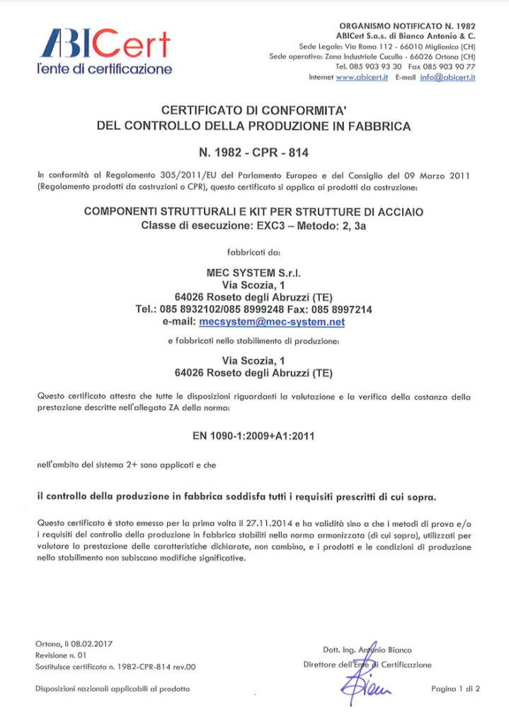 certificati mec system