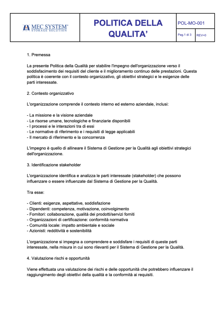 Politica della qualita